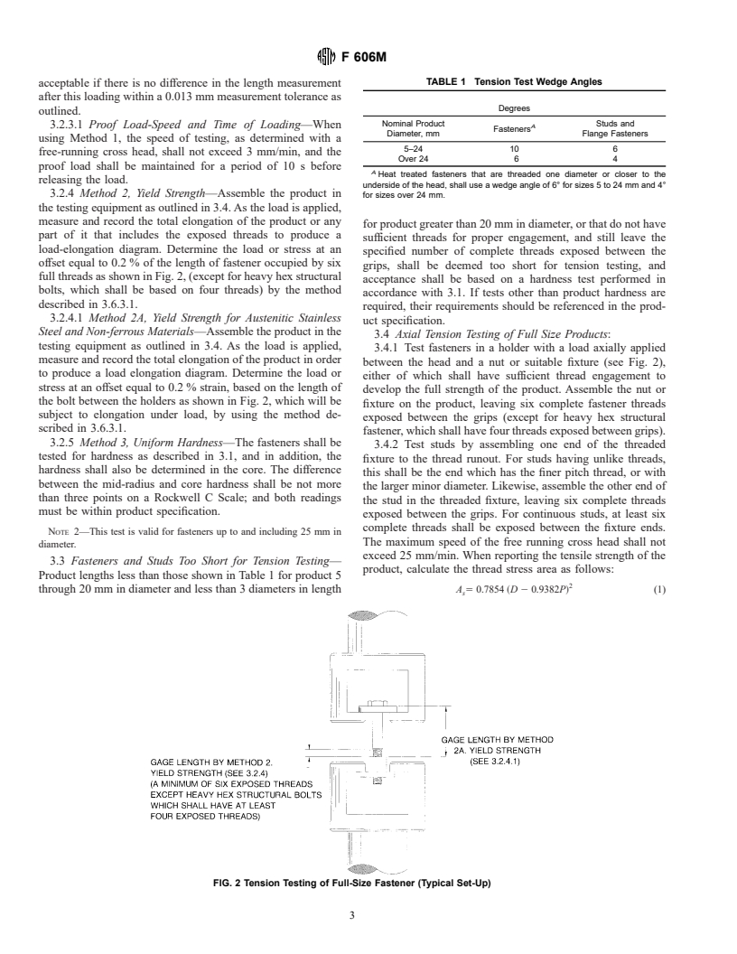 ASTM F606M-98 - Standard Test Methods for Determining the Mechanical Properties of Externally and Internally Threaded Fasteners, Washers, and Rivets [Metric]