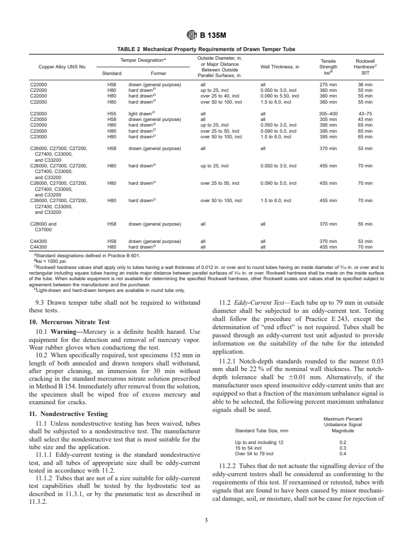 ASTM B135M-00 - Standard Specification for Seamless Brass Tube [Metric]