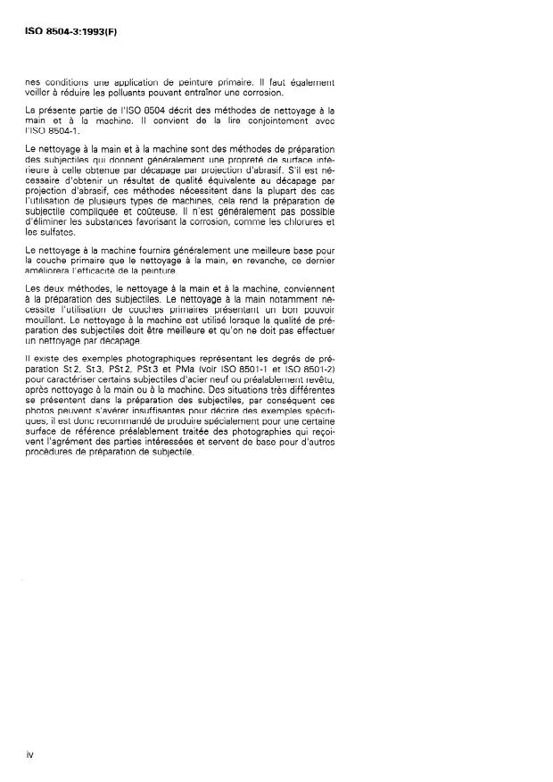 ISO 8504-3:1993 ISO 8504-3:1993 - Préparation des subjectiles d'acier avant application de peintures et de produits assimilés -- Méthodes de préparation des subjectiles - Page 4 preview