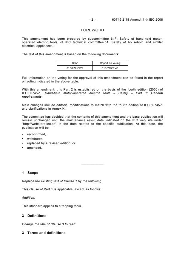 IEC 60745-2-18:2003/AMD1:2008 IEC 60745-2-18:2003/AMD1:2008 - Amendment 1 - Hand-held motor-operated electric tools - Safety - Part 2-18: Particular requirements for strapping tools - Page 4 preview