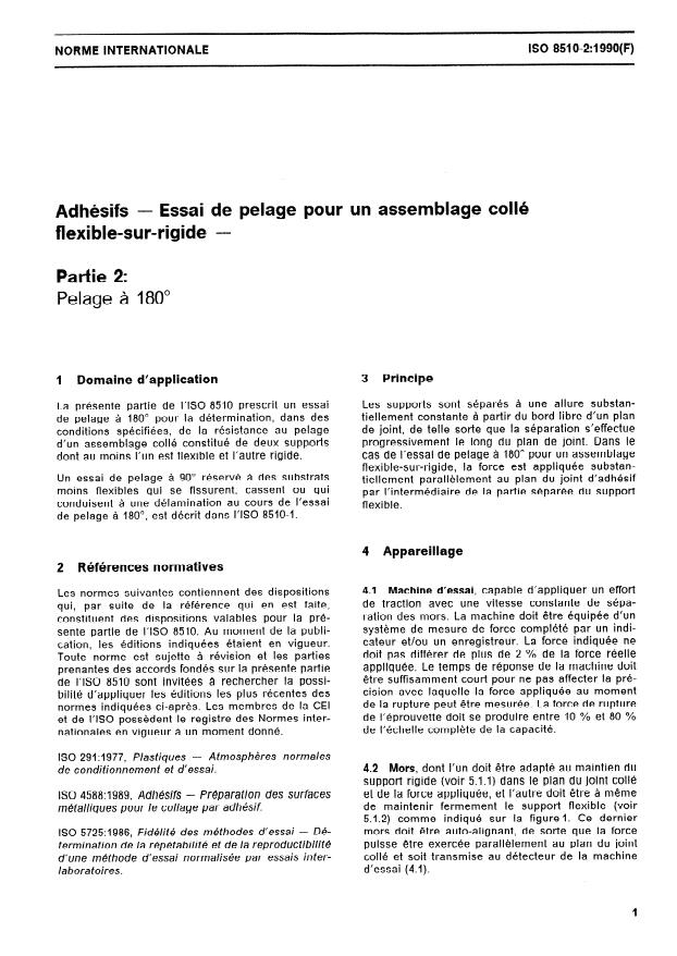 ISO 8510-2:1990 - Adhésifs -- Essai de pelage pour un assemblage collé flexible-sur-rigide