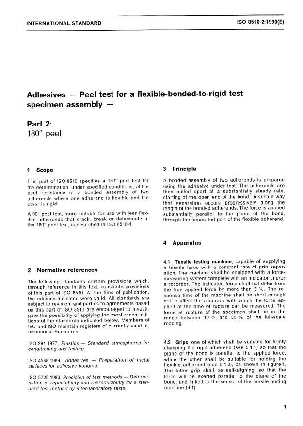 ISO 8510-2:1990 - Adhesives -- Peel test for a flexible-bonded-to-rigid test specimen assembly