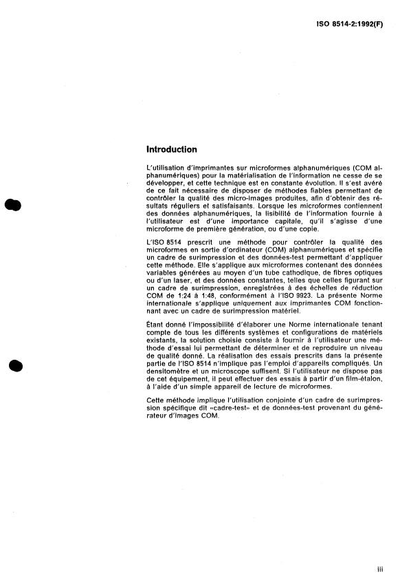 ISO 8514-2:1992 - Micrographie -- Microformes COM alphanumériques -- Contrôle de la qualité