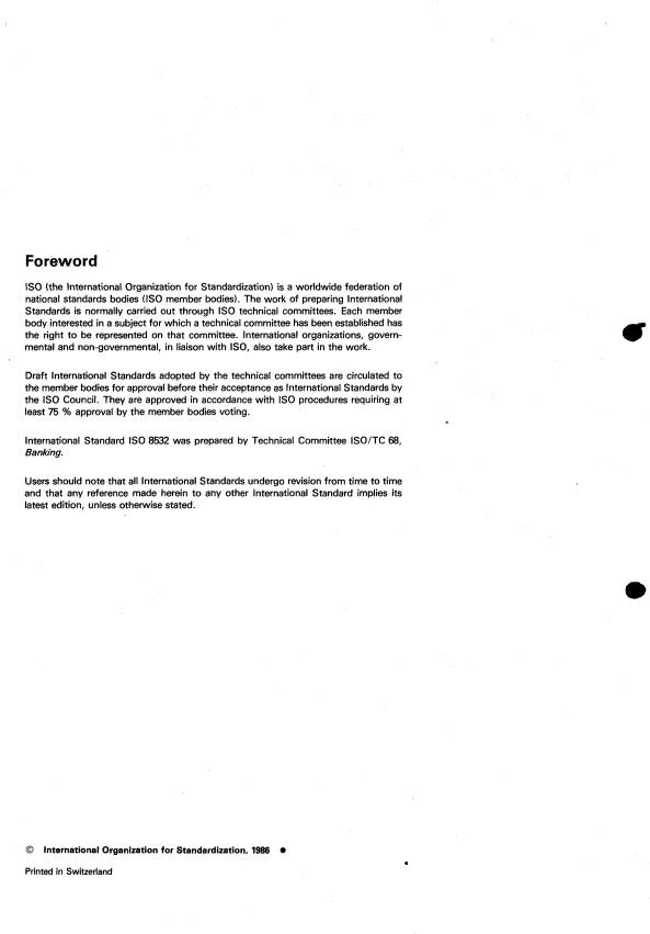 ISO 8532:1986 ISO 8532:1986 - Securities -- Format for transmission of certificate numbers - Page 2 preview