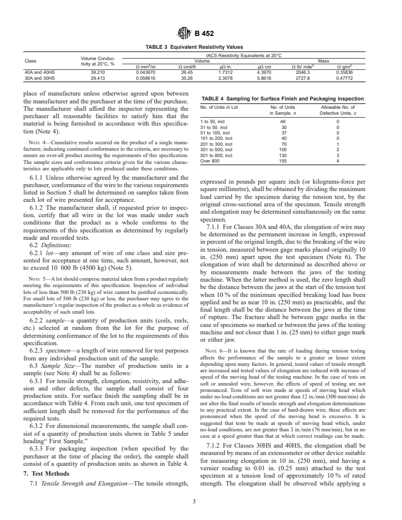 ASTM B452-93(1998)E1 - Standard Specification for Copper-Clad Steel Wire for Electronic Application