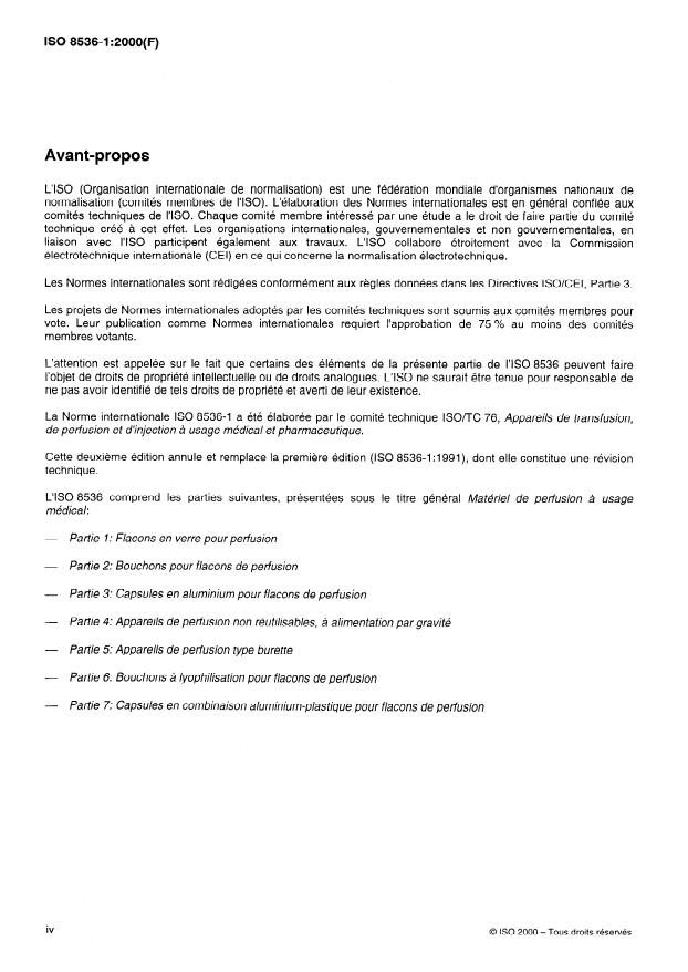 ISO 8536-1:1991 ISO 8536-1:1991 - Matériel de perfusion a usage médical - Page 4 preview