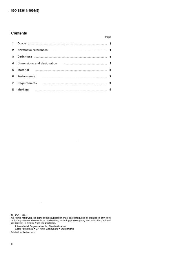 ISO 8536-1:1991 ISO 8536-1:1991 - Infusion equipment for medical use - Page 2 preview