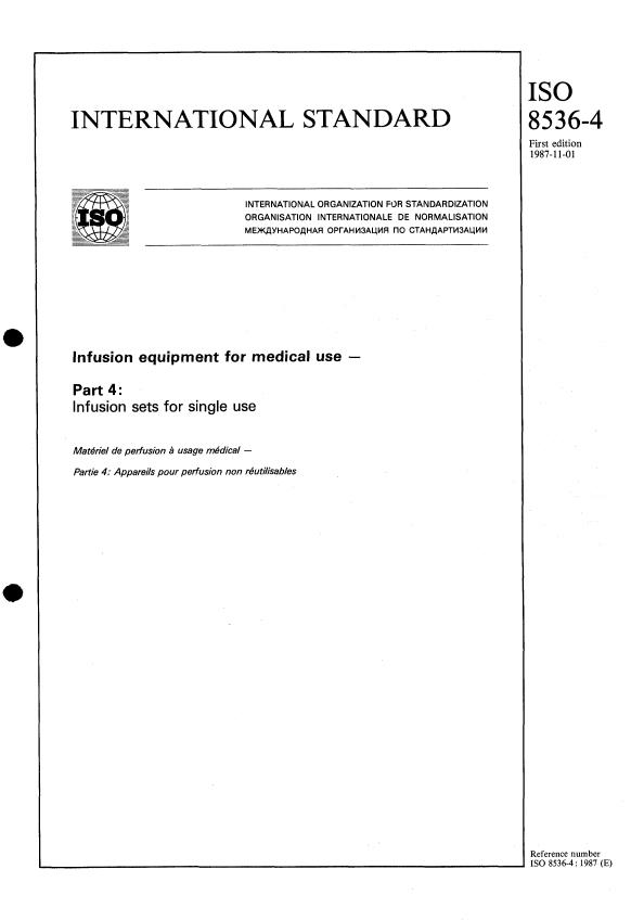 ISO 8536-4:1987 - Infusion equipment for medical use