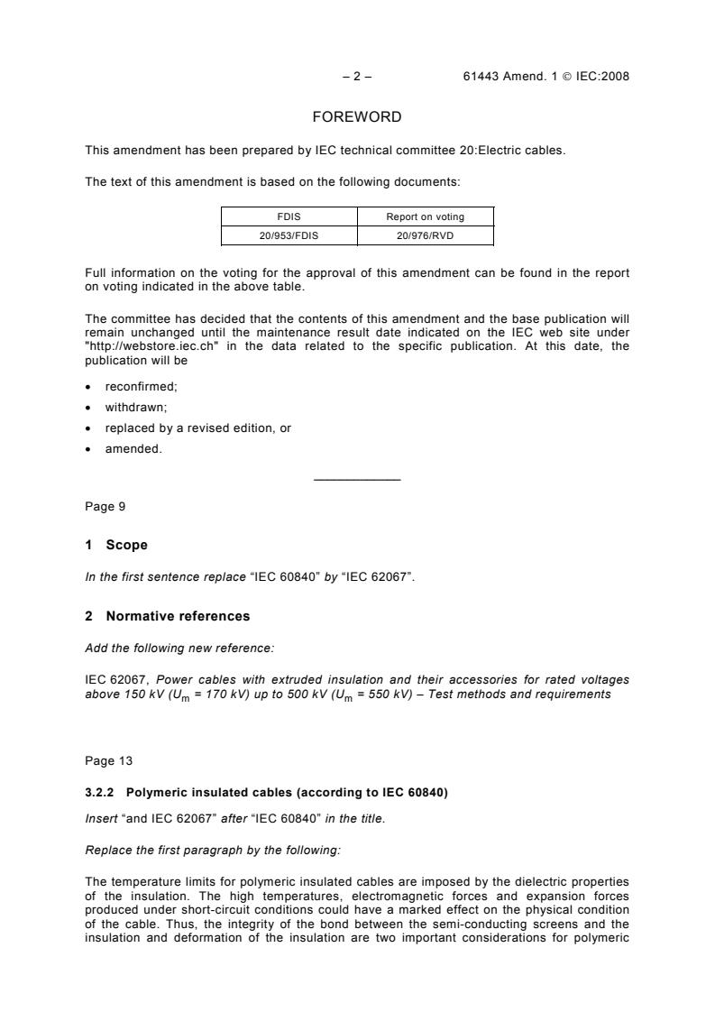 IEC 61443:1999/AMD1:2008 IEC 61443:1999/AMD1:2008 - Amendment 1 - Short-circuit temperature limits of electric cables with rated voltages above 30 kV (<i>U</i><sub>m</sub> = 36 kV) - Page 4 preview