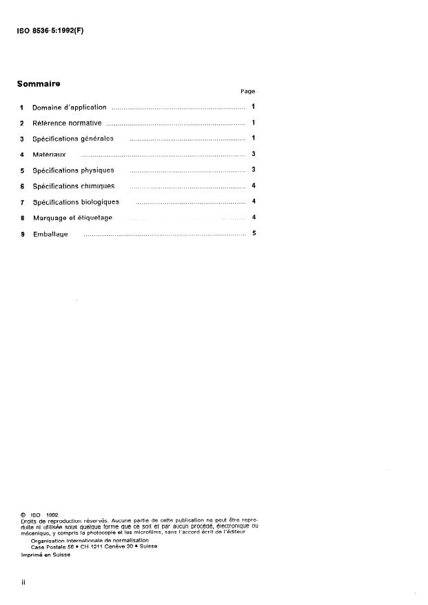 ISO 8536-5:1992 ISO 8536-5:1992 - Matériel de perfusion a usage médical - Page 2 preview