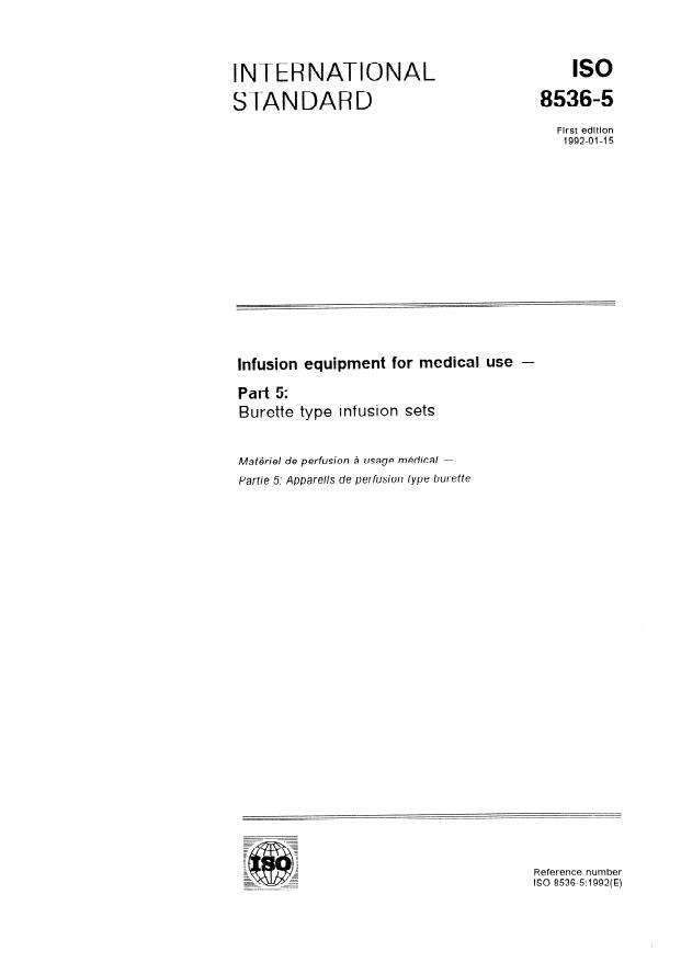ISO 8536-5:1992 - Infusion equipment for medical use