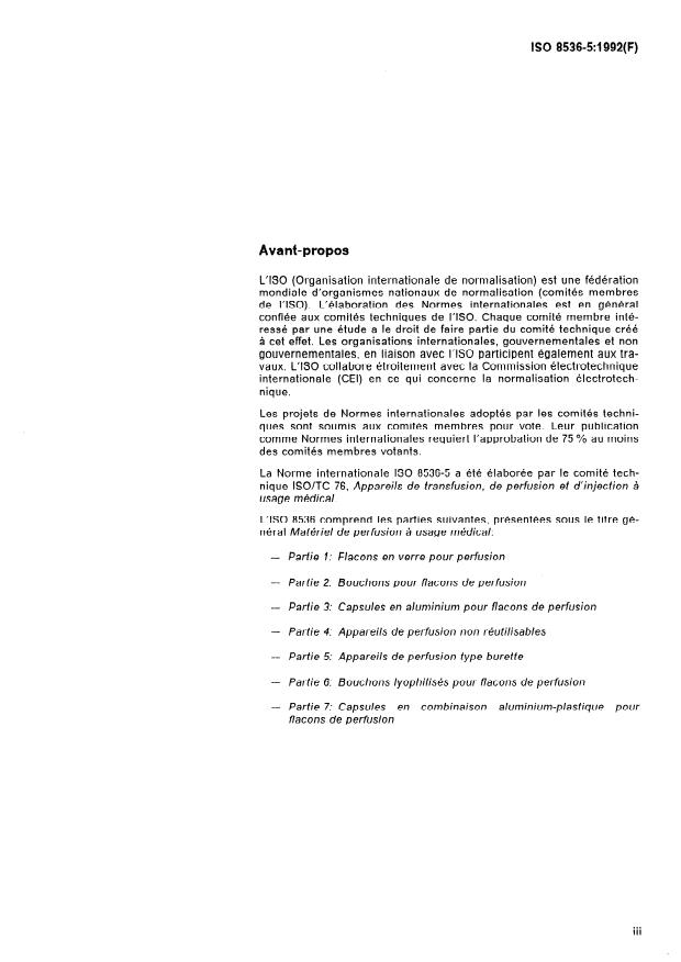ISO 8536-5:1992 - Matériel de perfusion a usage médical