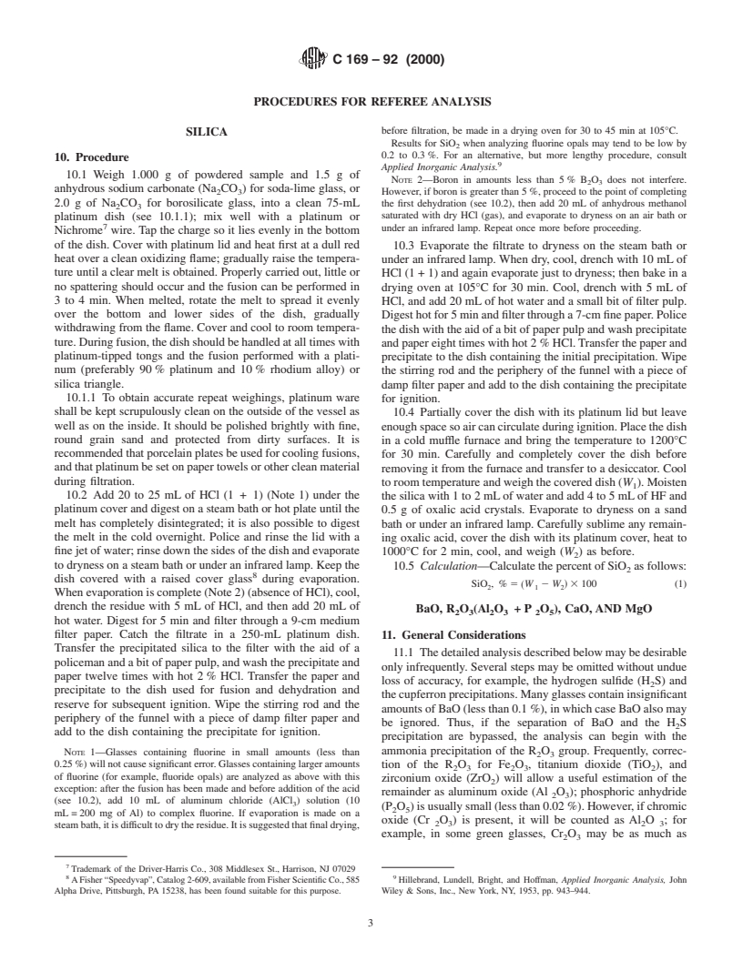 ASTM C169-92(2000) - Standard Test Methods for Chemical Analysis of Soda-Lime and Borosilicate Glass