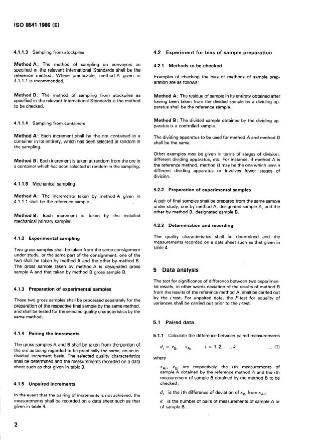 SIST ISO 8541:1998 ISO 8541:1986 - Manganese and chromium ores -- Experimental methods for checking the bias of sampling and sample preparation - Page 4 preview
