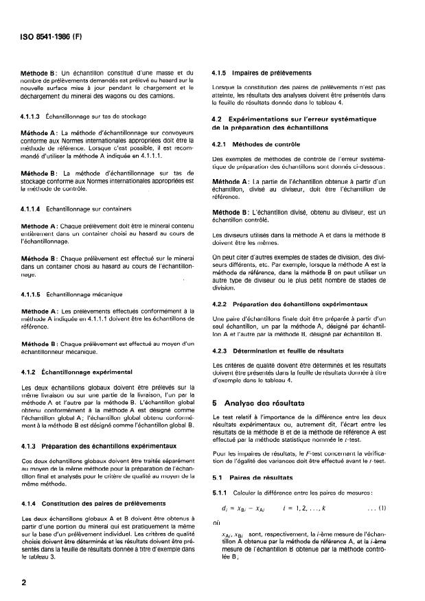 SIST ISO 8541:1998 ISO 8541:1986 - Minerais de manganese et de chrome -- Méthodes expérimentales de contrôle de l'erreur systématique d'échantillonnage et de préparation des échantillons - Page 4 preview