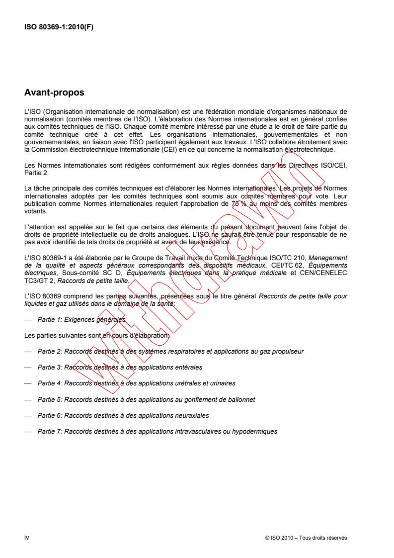 ISO 80369-1:2010 ISO 80369-1:2010 - Raccords de petite taille pour liquides et gaz utilisés dans le domaine de la santé - Partie 1: Exigences générales
Released:12/15/2010 - Page 4 preview