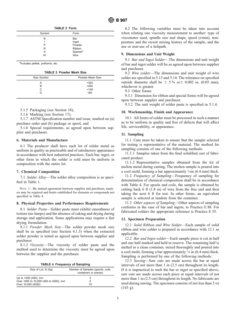 ASTM B907-00a - Standard Specification for Zinc, Tin and Cadmium Base Solders