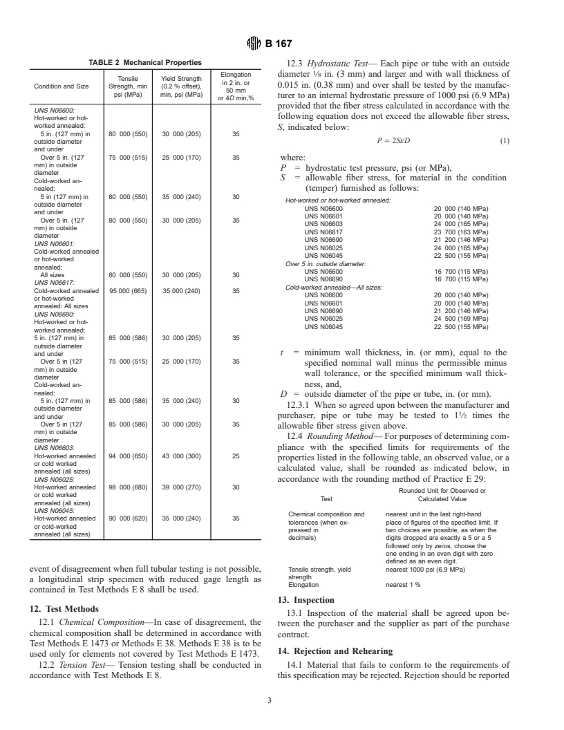 ASTM B167-00 - Standard Specification for Nickel-Chromium-Iron Alloys (UNS N06600, N06601, N06603, N06690, N06693, N06025, and N06045)* and Nickel-Chromium-Cobalt-Molybdenum Alloy (UNS N06617) Seamless Pipe and Tube