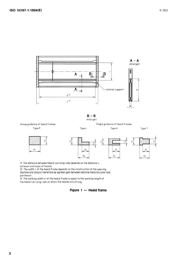 ISO 10787-1:1994 ISO 10787-1:1994 - Textile machinery and accessories -- Heald frames - Page 4 preview