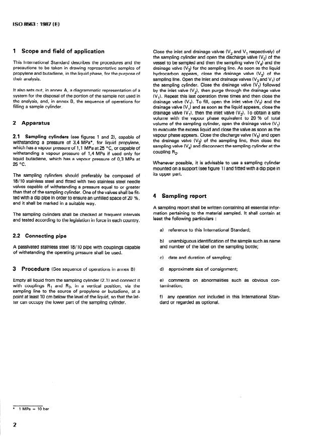 ISO 8563:1987 ISO 8563:1987 - Propylene and butadiene for industrial use -- Sampling in the liquid phase - Page 4 preview