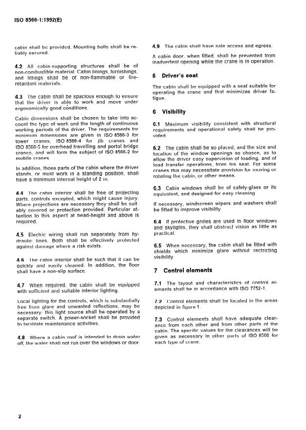 ISO 8566-1:1992 ISO 8566-1:1992 - Cranes -- Cabins - Page 4 preview