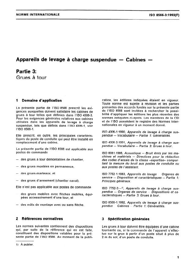 ISO 8566-3:1992 - Appareils de levage a charge suspendue -- Cabines