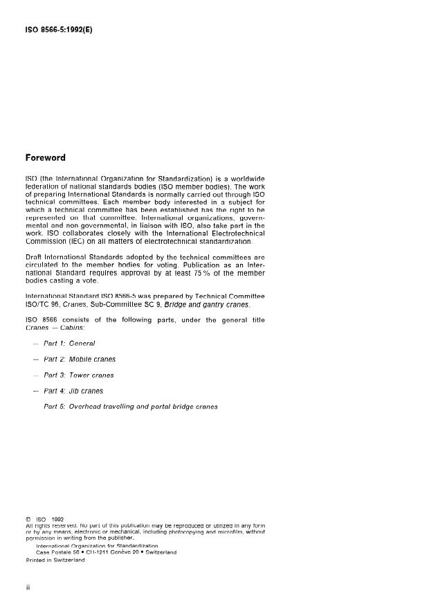 ISO 8566-5:1992 ISO 8566-5:1992 - Cranes -- Cabins - Page 2 preview