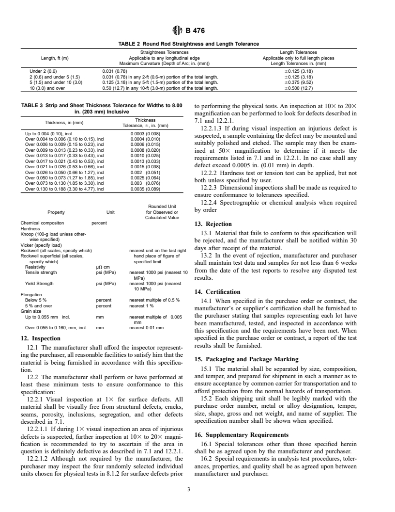 ASTM B476-90(1995)e1 - Standard Specification for General Requirements for Wrought Precious Metal Electrical Contact Materials