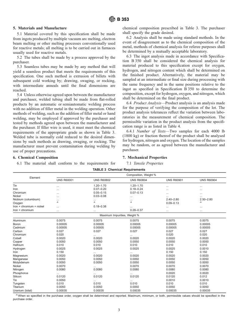 ASTM B353-00 - Standard Specification for Wrought Zirconium and Zirconium Alloy Seamless and Welded Tubes for Nuclear Service (Except Nuclear Fuel Cladding)