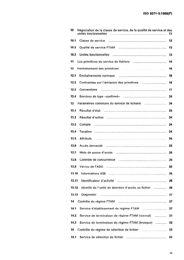 ISO 8571-3:1988 - Systemes de traitement de l'information -- Interconnexion de systemes ouverts -- Transfert, acces et gestion de fichiers