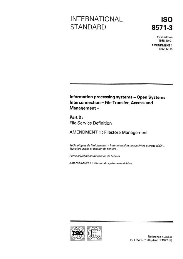 ISO 8571-3:1988/Amd 1:1992 - Filestore Management