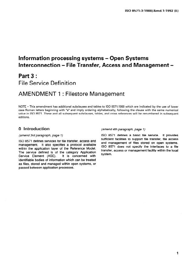 ISO 8571-3:1988/Amd 1:1992 - Filestore Management