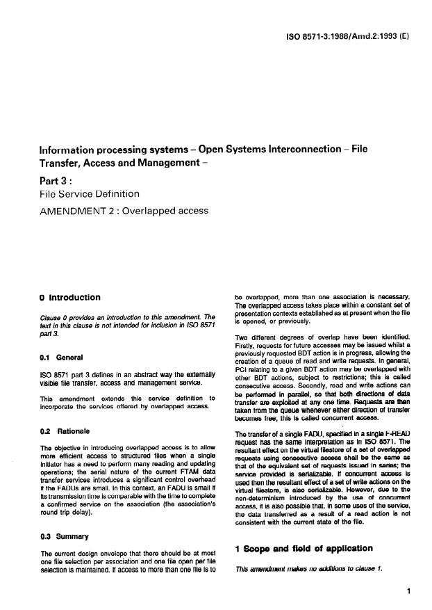 ISO 8571-3:1988/Amd 2:1993 - Overlapped access