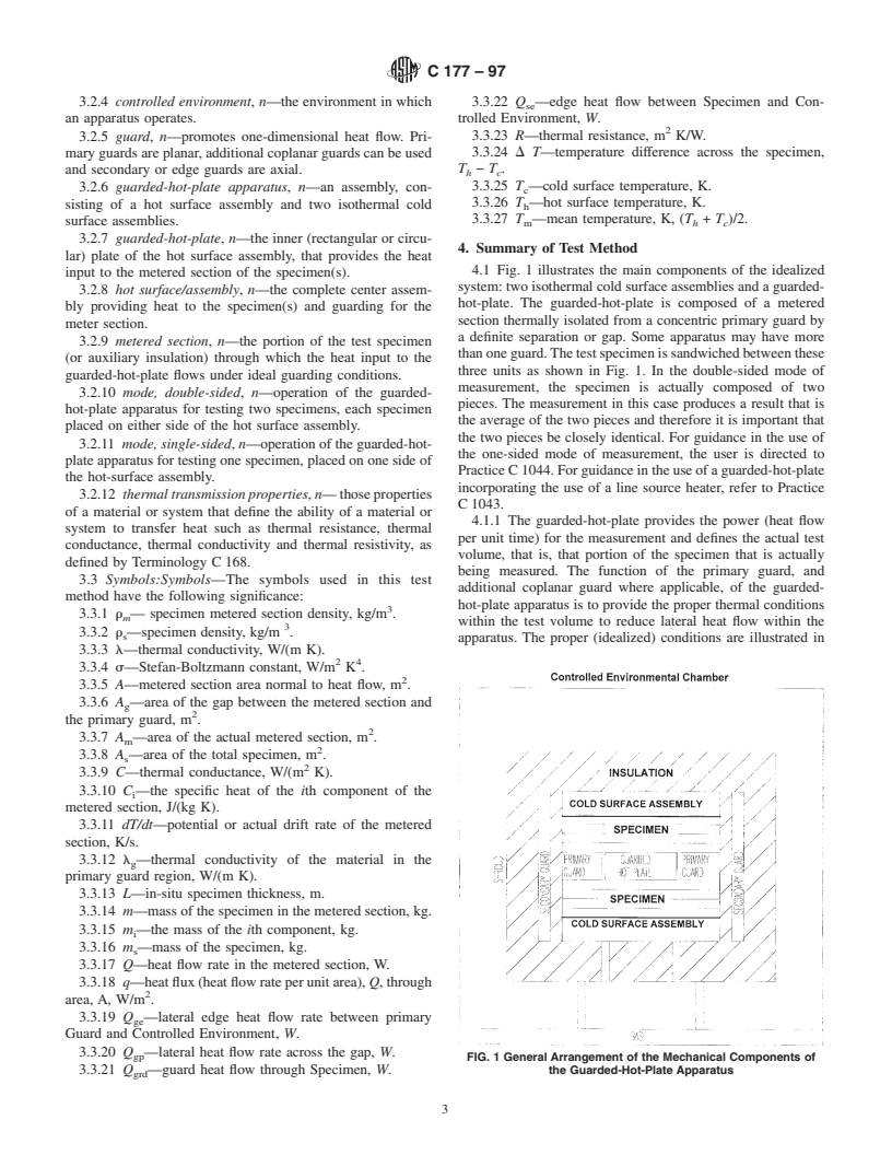ASTM C177-97 - Standard Test Method for Steady-State Heat Flux Measurements and Thermal Transmission Properties by Means of the Guarded-Hot-Plate Apparatus