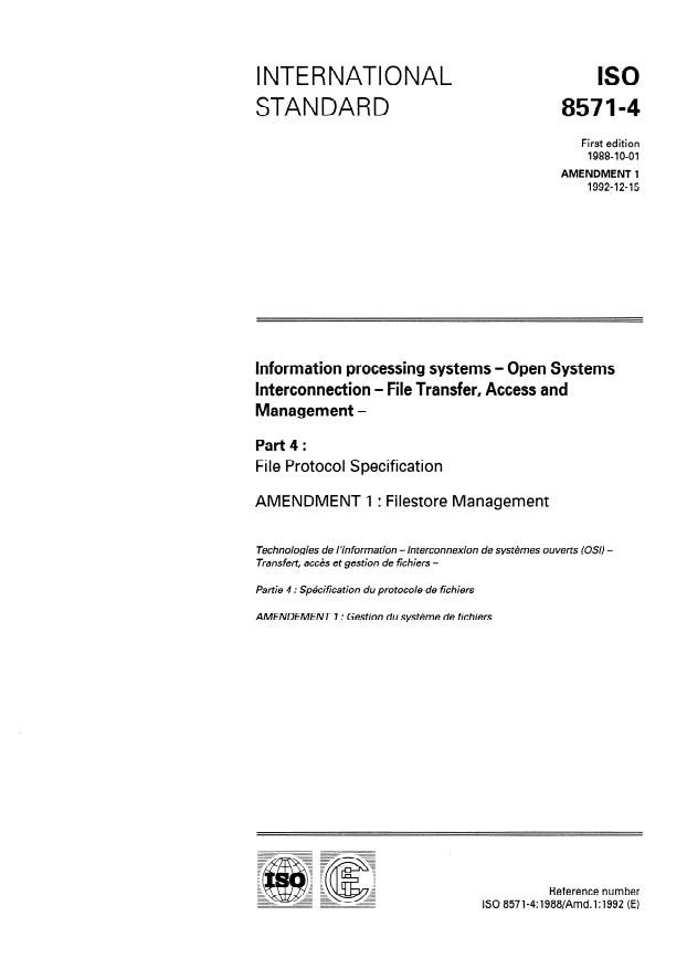 ISO 8571-4:1988/Amd 1:1992 - Filestore Management