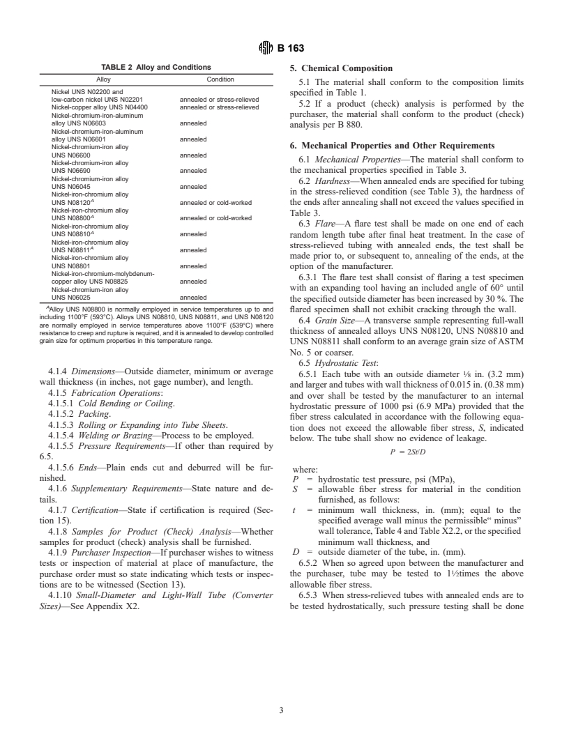 ASTM B163-98a - Standard Specification for Seamless Nickel and Nickel Alloy Condenser and Heat-Exchanger Tubes