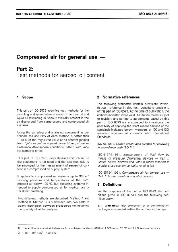 ISO 8573-2:1996 - Compressed air for general use