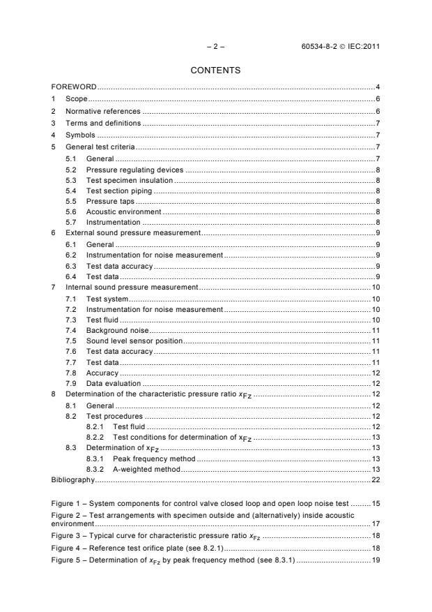 IEC 60534-8-2:2011 IEC 60534-8-2:2011 - Industrial-process control valves - Part 8-2: Noise considerations - Laboratory measurement of noise generated by hydrodynamic flow through control valves - Page 4 preview