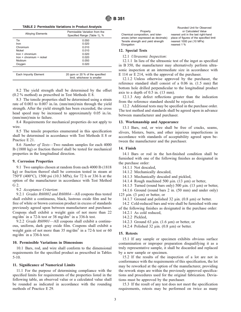 ASTM B351-97 - Standard Specification for Hot-Rolled and Cold-Finished Zirconium and Zirconium Alloy Bars, Rod, and Wire for Nuclear Application