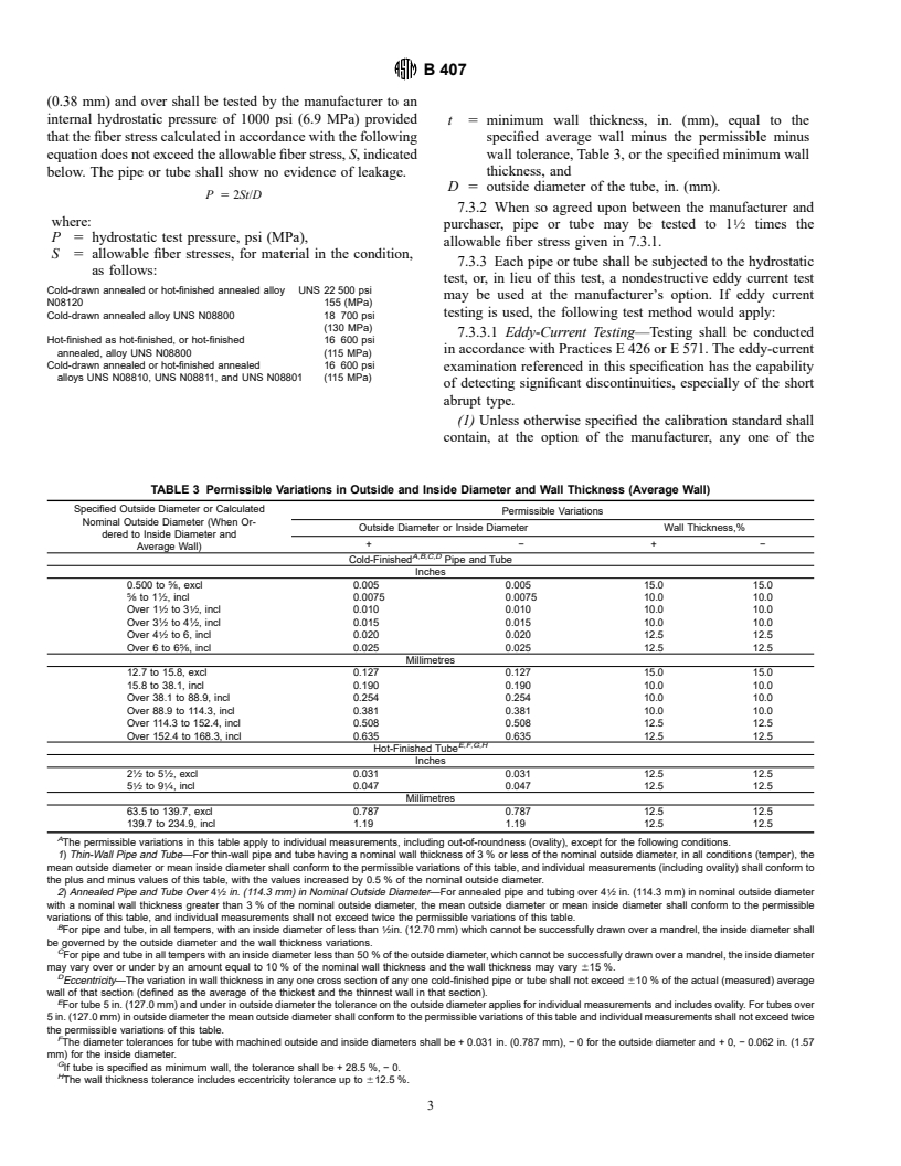 ASTM B407-96 - Standard Specification for Nickel-Iron-Chromium Alloy Seamless Pipe and Tube