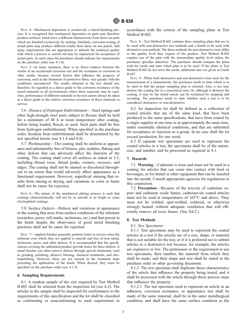 ASTM B635-91(1997) - Standard Specification for Coatings of Cadmium-Tin Mechanically Deposited