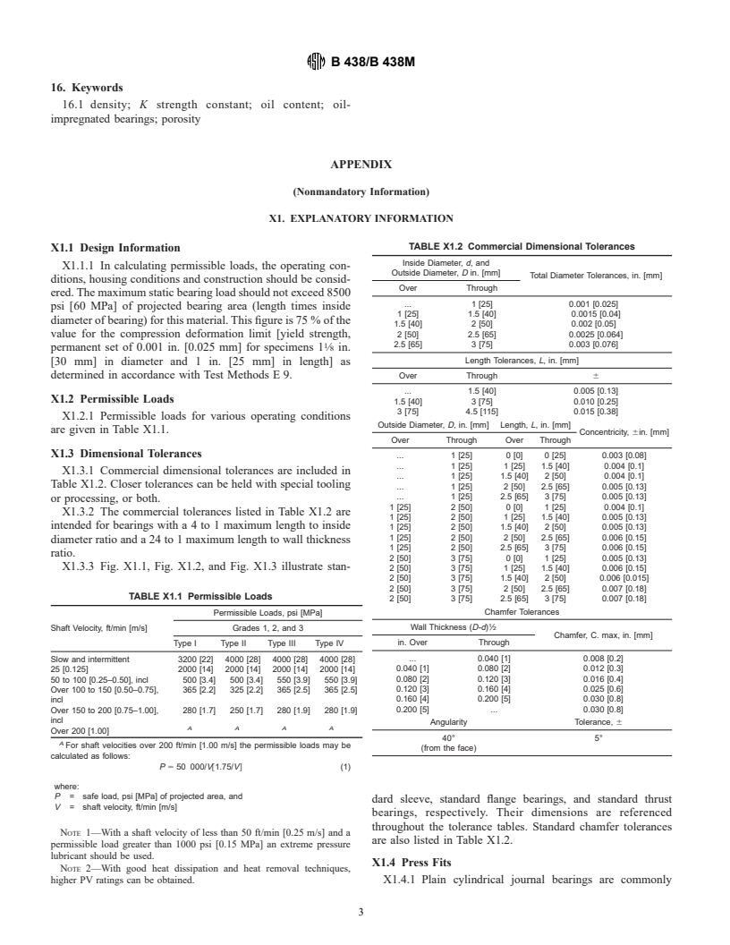 ASTM B438/B438M-95ae1 - Standard Specification for Sintered Bronze Bearings (Oil-Impregnated)