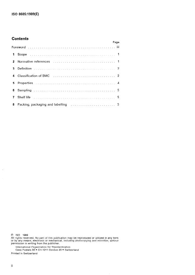ISO 8605:1989 ISO 8605:1989 - Textile glass reinforced plastics -- Sheet moulding compound (SMC) -- Basis for a specification - Page 2 preview