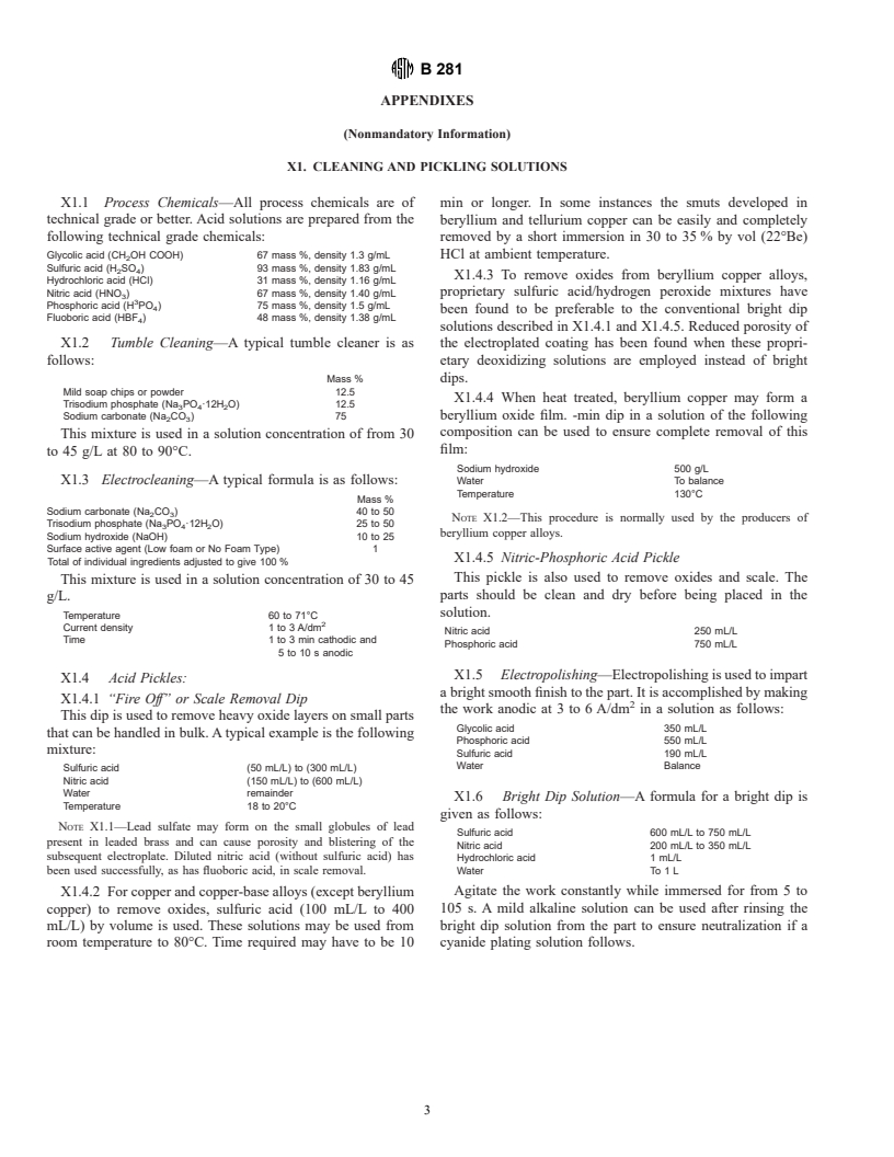 ASTM B281-88(1995) - Standard Practice for Preparation of Copper and Copper-Base Alloys for Electroplating and Conversion Coatings