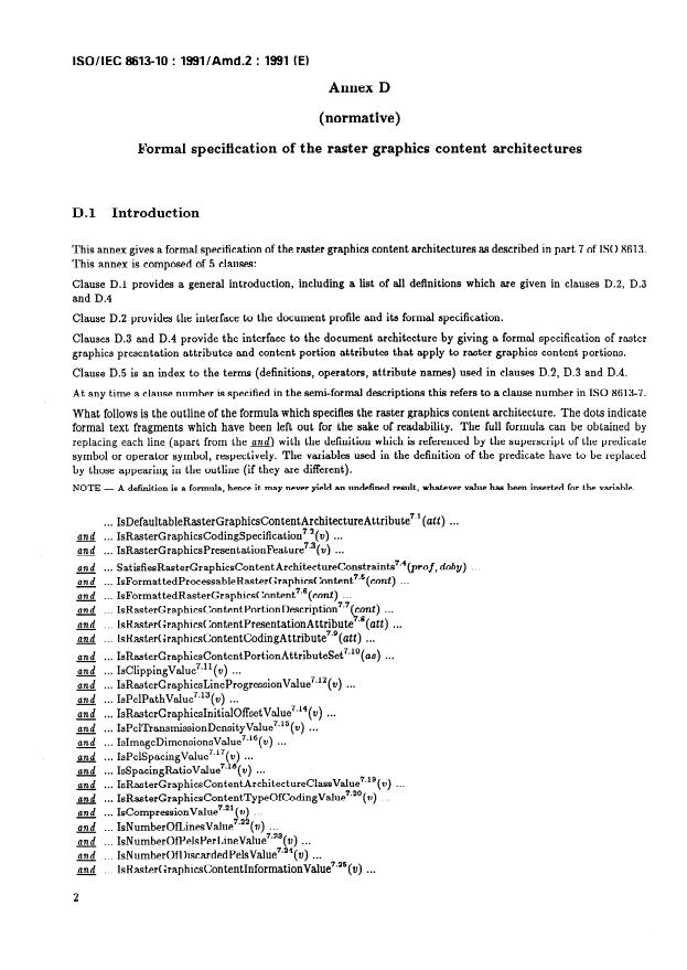 ISO/IEC 8613-10:1991/Amd 2:1991 ISO/IEC 8613-10:1991/Amd 2:1991 - Formal specification of the Raster Graphics content architectures - Page 4 preview