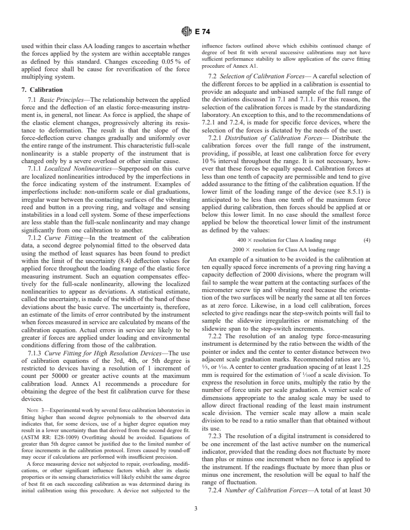 ASTM E74-00a - Standard Practice of Calibration of Force-Measuring Instruments for Verifying the Force Indication of Testing Machines