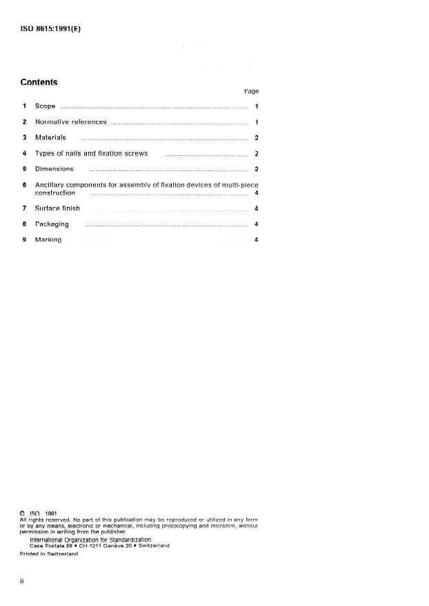 ISO 8615:1991 ISO 8615:1991 - Implants for surgery -- Fixation devices for use in the ends of the femur in adults - Page 2 preview
