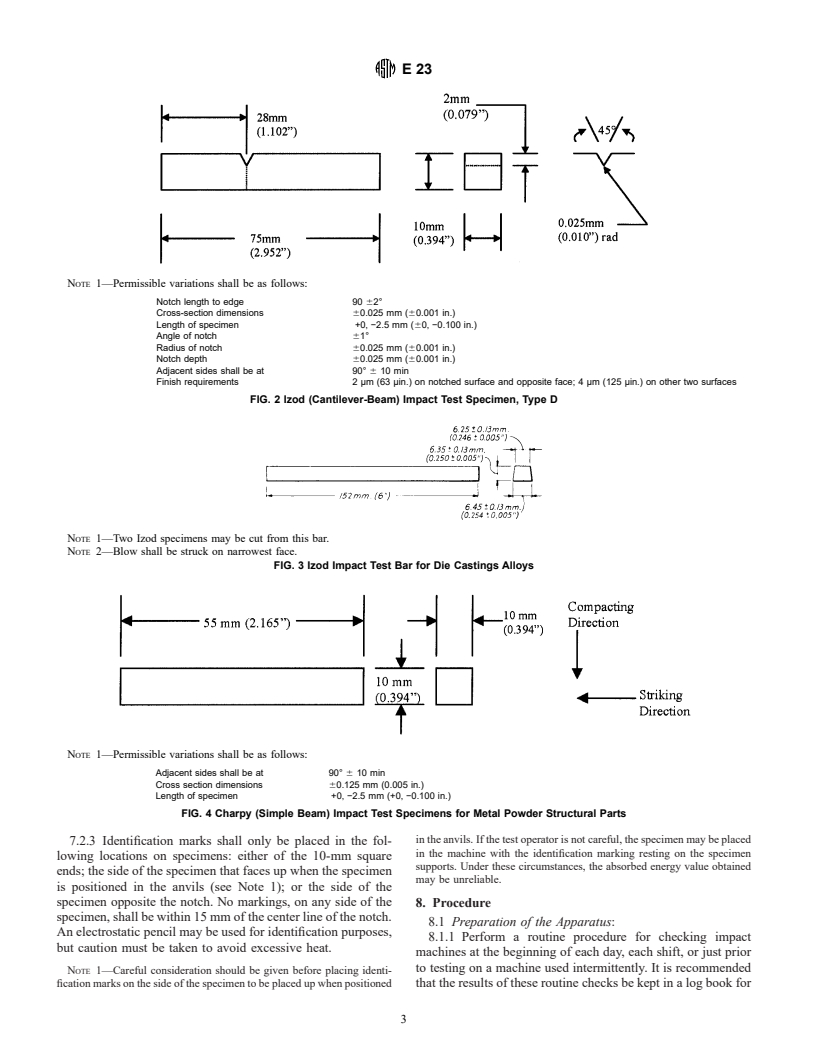 ASTM E23-01 - Standard Test Methods for Notched Bar Impact Testing of Metallic Materials