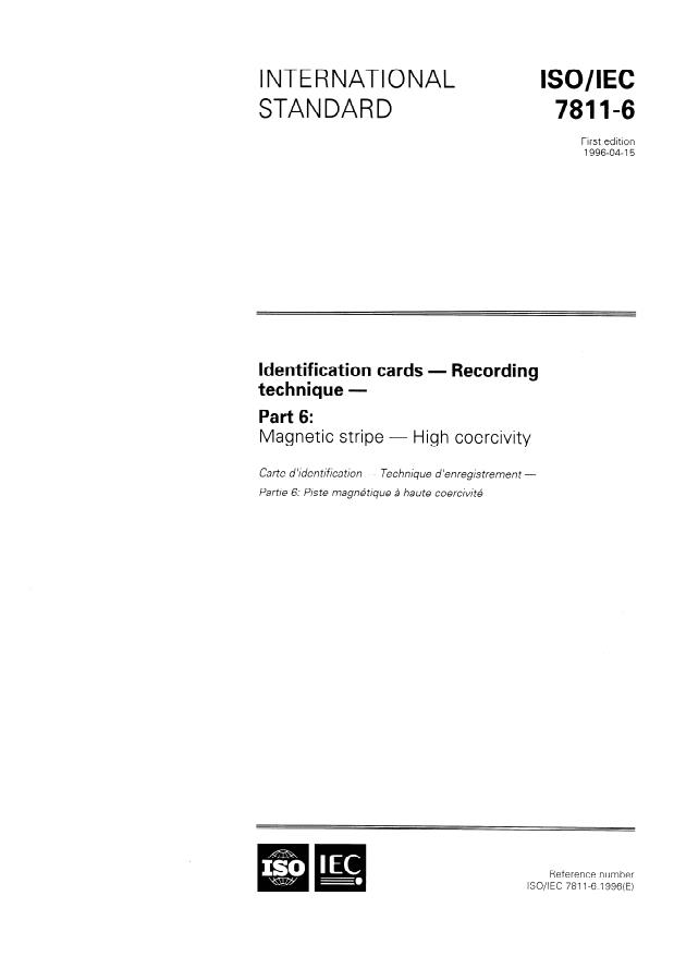 ISO/IEC 7811-6:1996 - Identification cards -- Recording technique