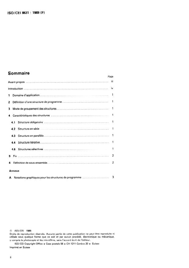 ISO/IEC 8631:1989 ISO/IEC 8631:1989 - Technologies de l'information -- Structures de programmes et normes pour leur représentation - Page 2 preview